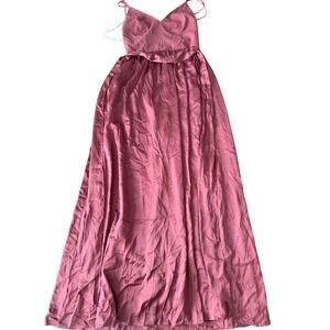 Celebrate DB Studio Cinnamon Satin V-Neck Maxi Dress F20346 Size 6 Formal Gown